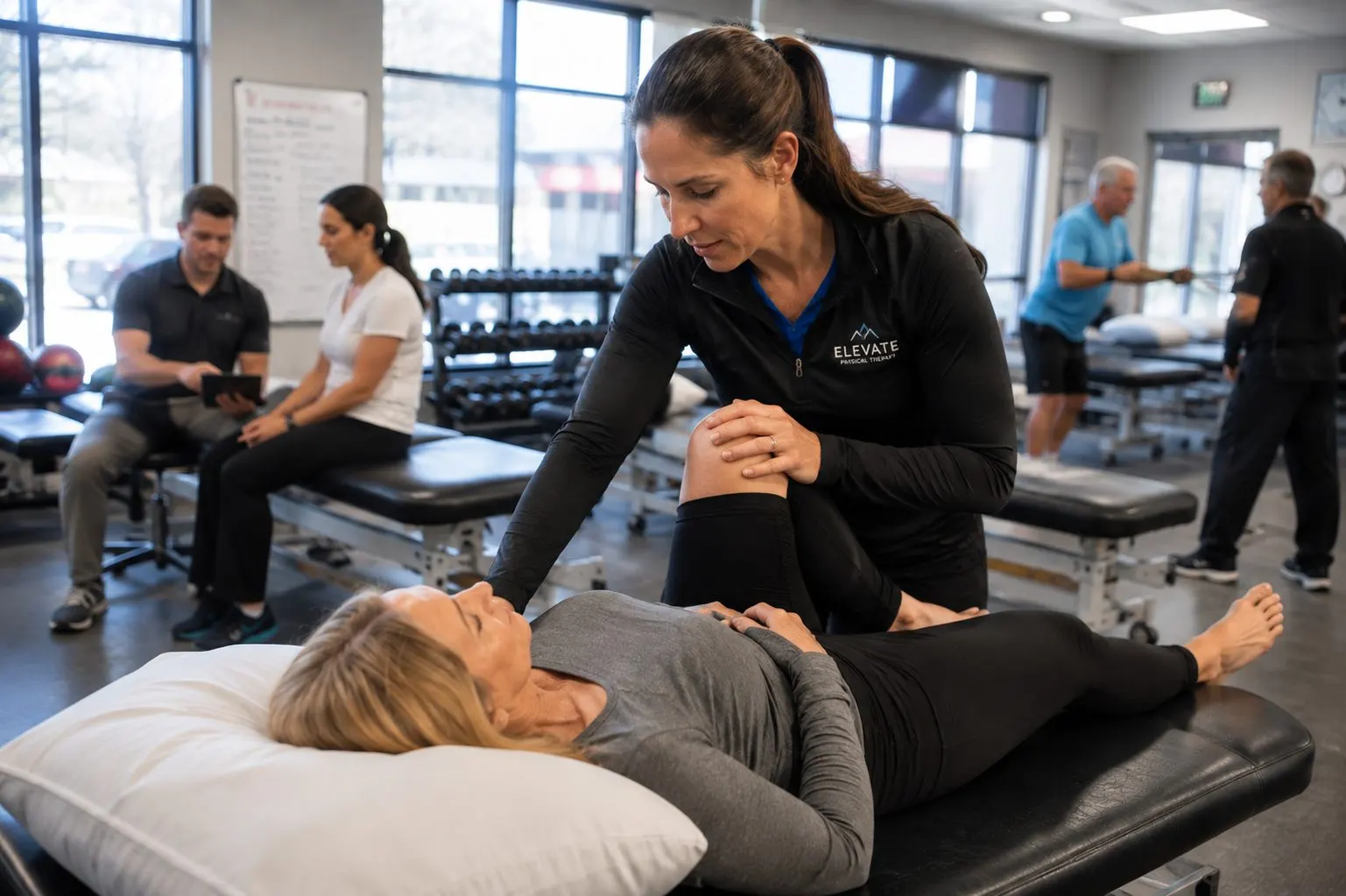 Physical therapist treating a patient